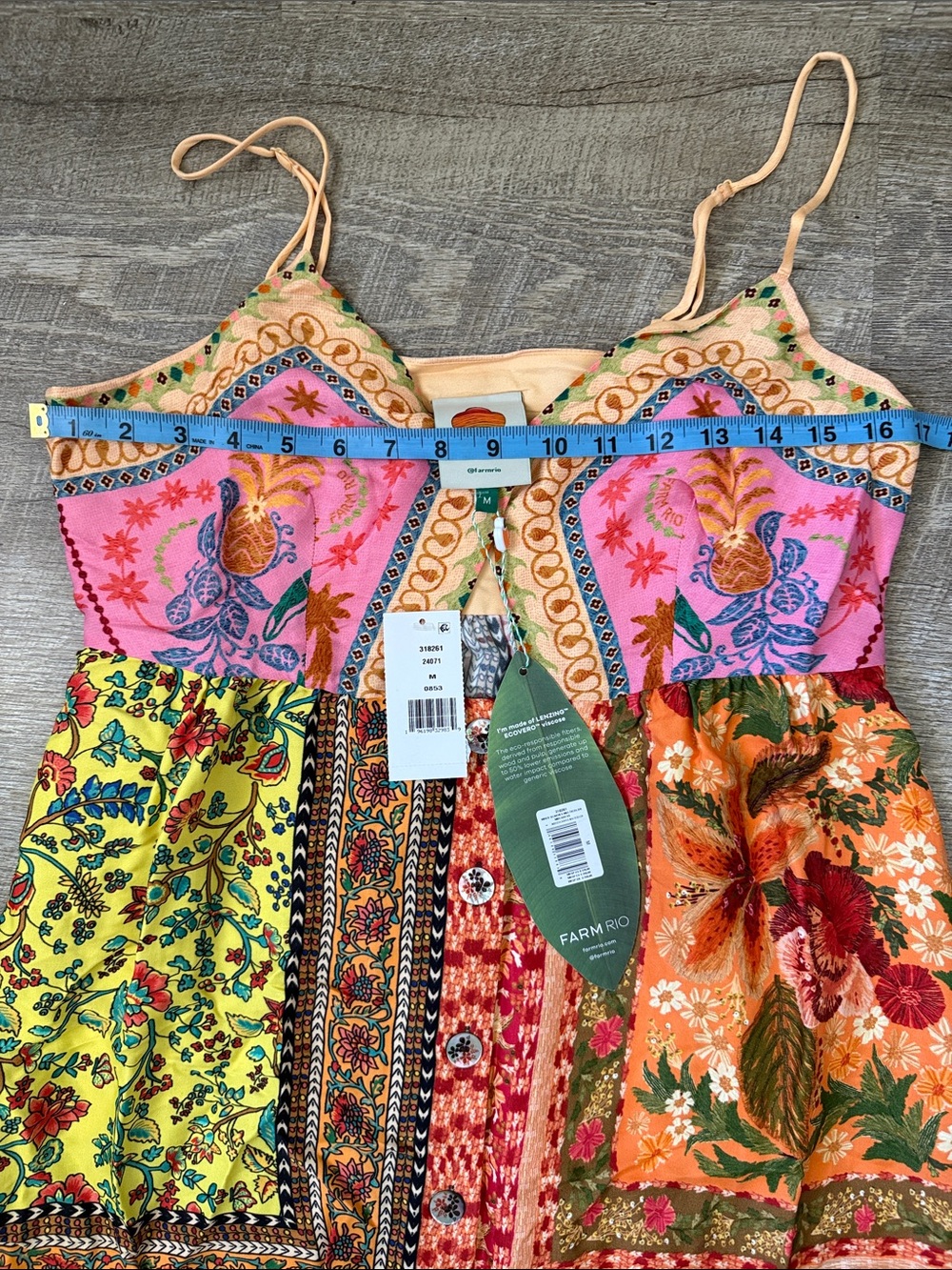 NWT Farm Rio Multicolor Mixed Scarves Midi Dress Size Medium - Picture 4 of 6